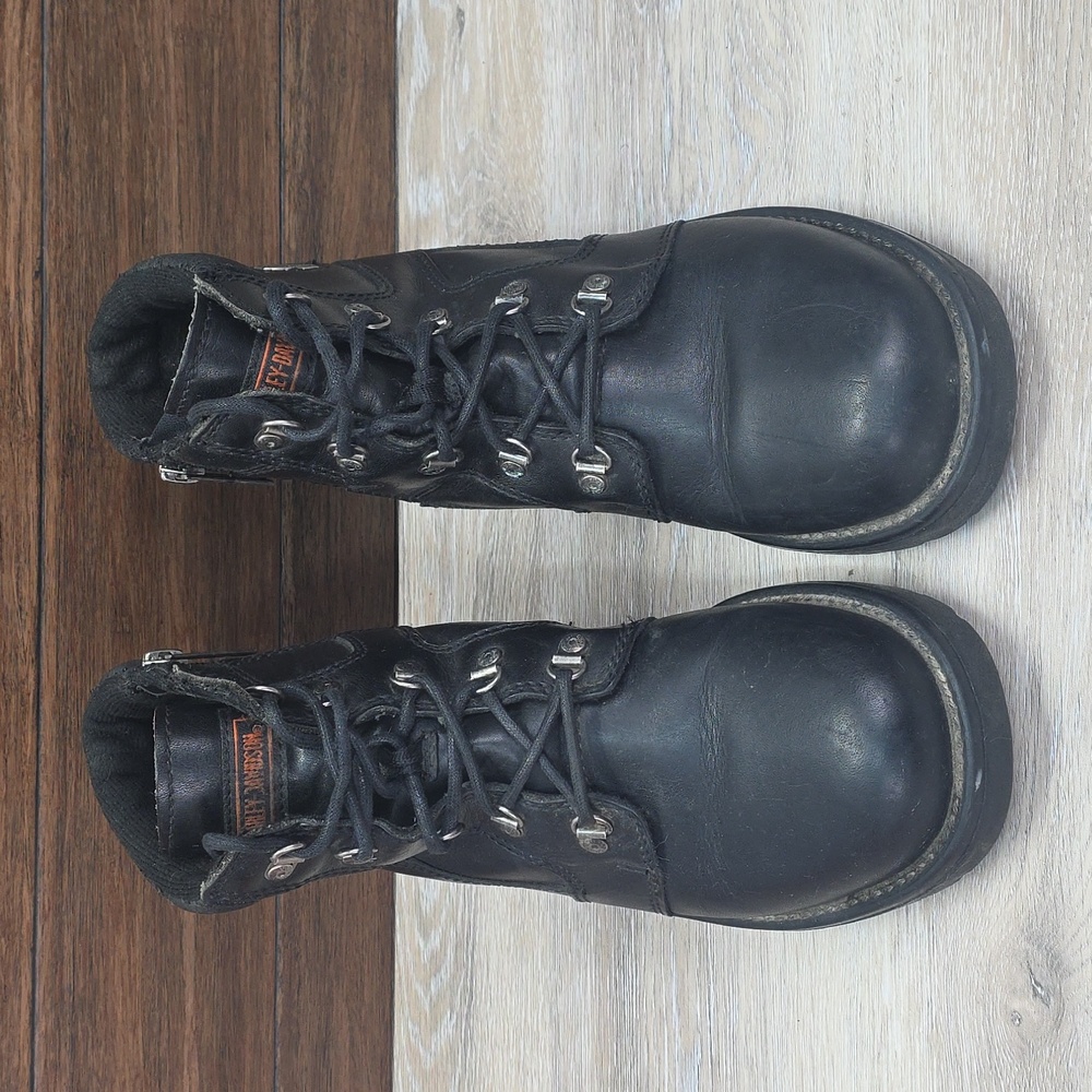 VNTG 90s/Y2K Harley-Davidson Women Leather Ankle LaceUp Riding Moto Boots SZ 10 - Picture 6 of 16